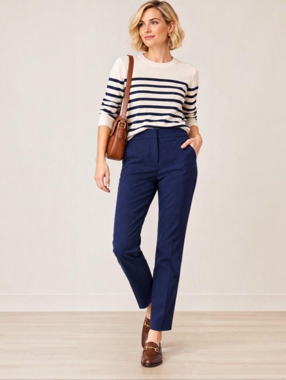 J.Crew Remi Navy Blue Straight-Leg Pants – Size 10 (Re-Imagined)